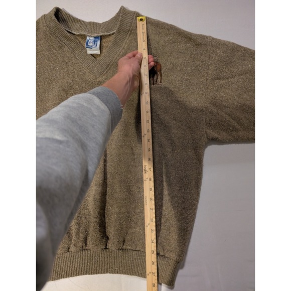 Art Unlimited Moose Men's XL Embroidered V Neck Sweater Pullover Brown Casual - Picture 7 of 12